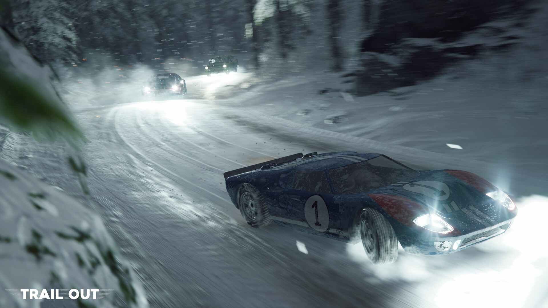 Trail Out — night rally stage in the snow